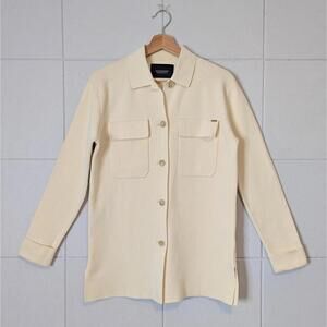 Scotch & Soda cream milano knit minimalist long overshirt